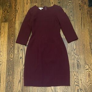 Oscar de la Renta Deep Burgundy Long Sleeve Dress Size 4